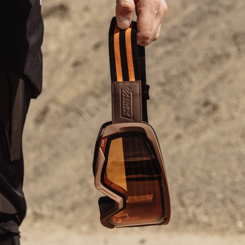 Motocross lasit iMX Endurance Rust ruskea-oranssi oranssilla pleksillä varustettuna.