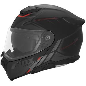 Avattava moottoripyöräkypärä NOX N967 Synchro mattamusta-punainen