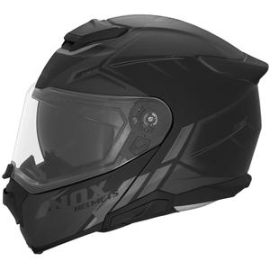 Avattava moottoripyöräkypärä NOX N967 Synchro mattamusta-harmaa