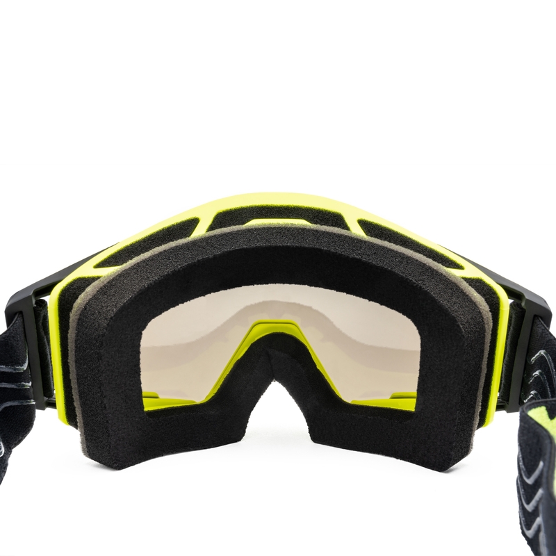 Motocross-lasit iMX Sand kelta-musta iridium plexi silmälasilla.