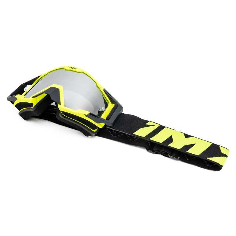 Motocross-lasit iMX Sand kelta-musta iridium plexi silmälasilla.