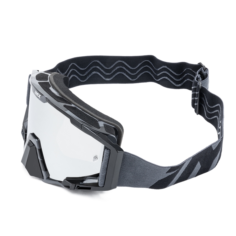 Motocross-lasit iMX Sand harmaa-musta iridium plexillä varustettuna.