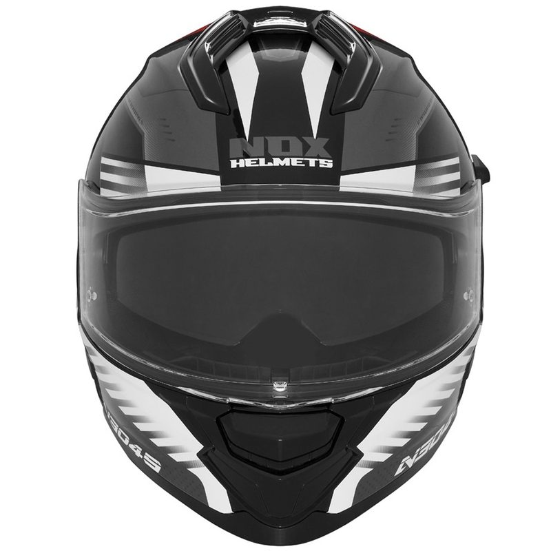 Integroitu moottoripyöräkypärä NOX N304S CARVER musta-valko-punainen