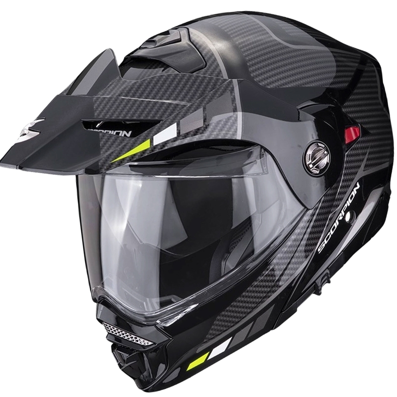 Moottoripyöräkypärä SCORPION ADX-2 CAMINO musta-hopea-fluo keltainen alennusmyynti