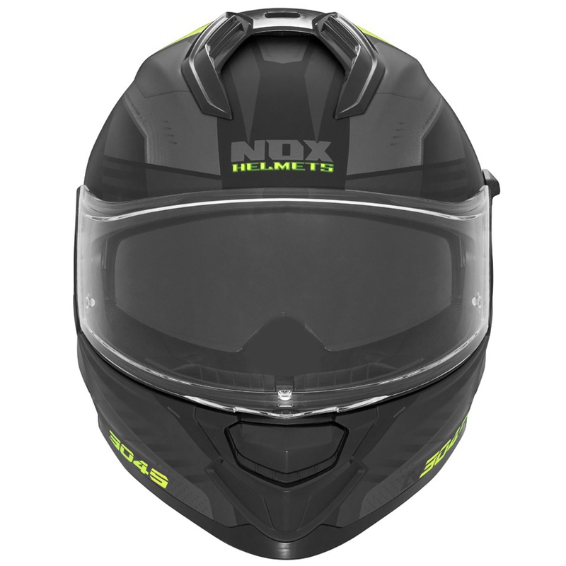 Integroitu moottoripyöräkypärä NOX N304S CARVER mattamusta-keltainen
