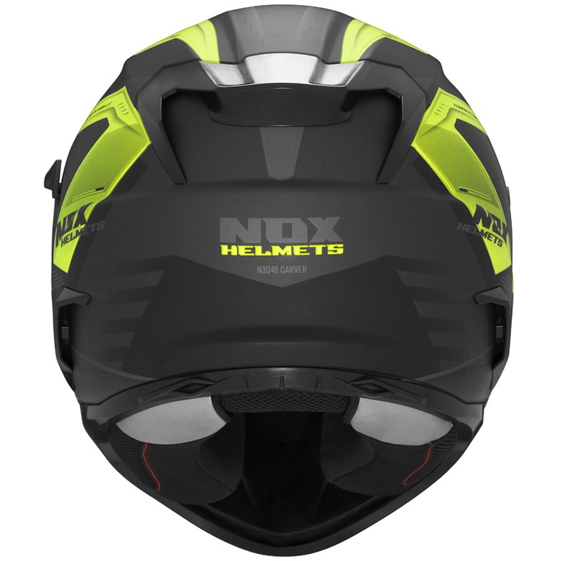 Integroitu moottoripyöräkypärä NOX N304S CARVER mattamusta-keltainen