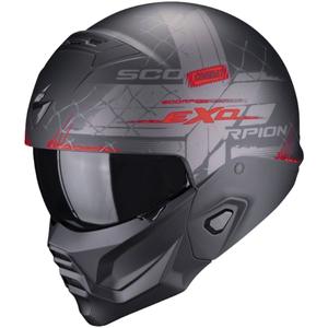 Avoin kypärä maskilla Scorpion EXO-COMBAT II Xenon musta-punainen mattainen