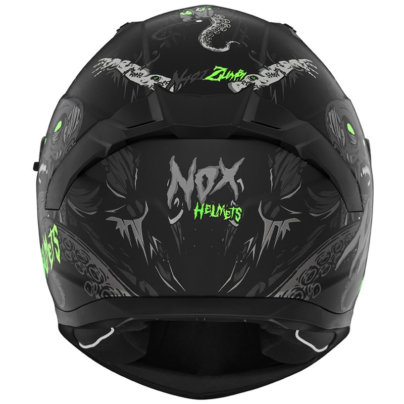Integroitu moottoripyöräilykypärä NOX N401 ZUMBI mattamusta-fluo-vihreä