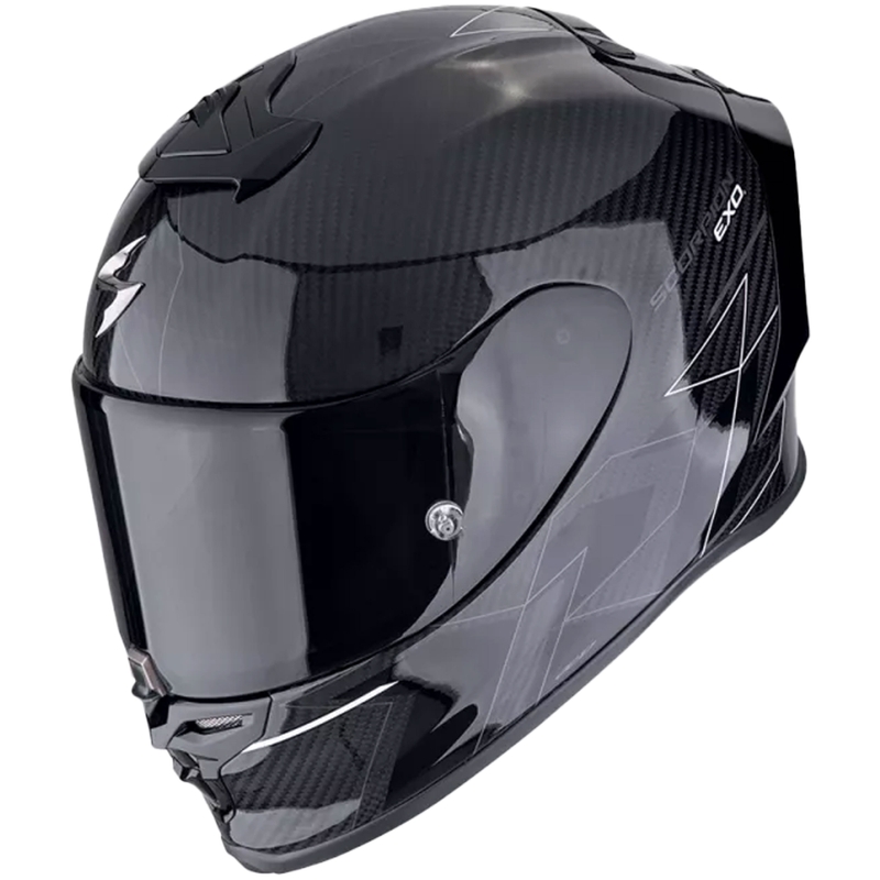 Integroitu moottoripyöräilykypärä Scorpion EXO-R1 EVO CARBON AIR CYNERGY musta ja valkoinen