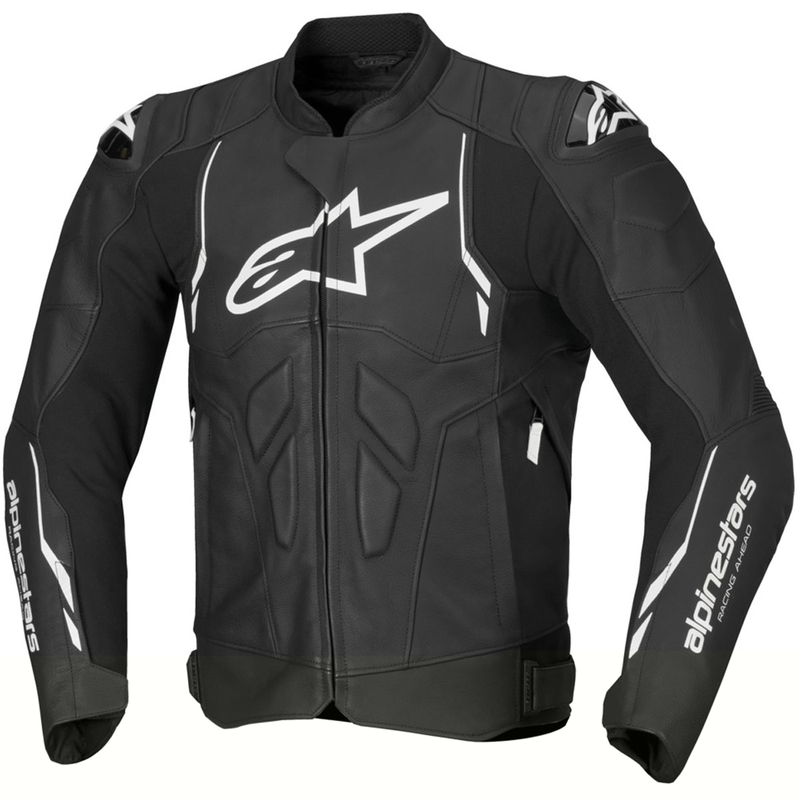 Alpinestars Dusk Mustavalkoinen nahkainen moottoripyöräily takki