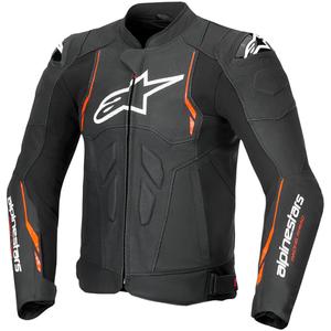Alpinestars Dusk Airflow Musta-Fluo Punainen Nahka Moottoripyöräily takki