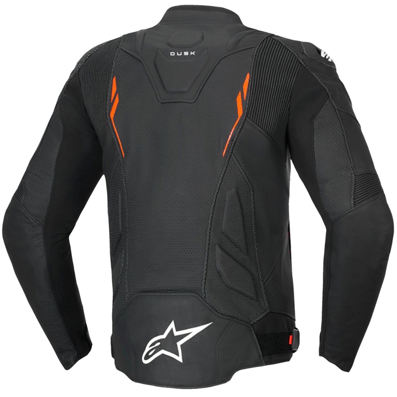 Alpinestars Dusk Airflow Musta-Fluo Punainen Nahka Moottoripyöräily takki