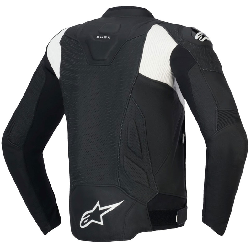 Alpinestars Dusk Airflow Musta ja valkoinen nahkainen moottoripyöräily takki