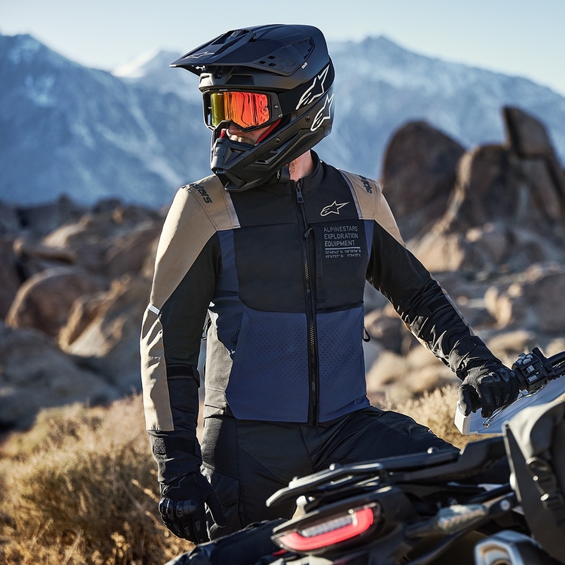 Alpinestars ST-2 Air tummansininen-tumma khaki-musta moottoripyörätakki