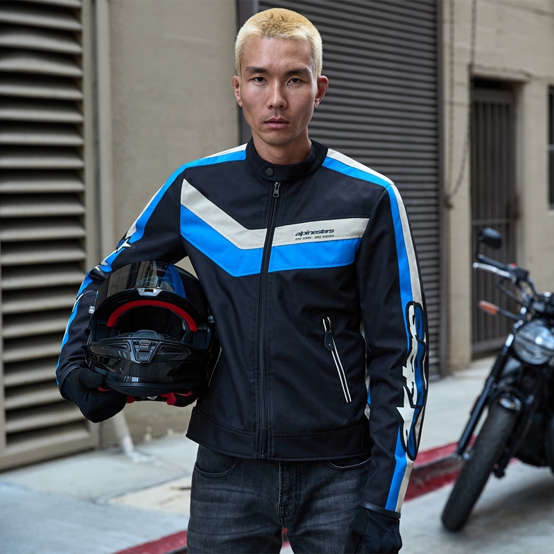 Alpinestars T-Dyno vedenkestävä musta-sininen-beige moottoripyöräily takki