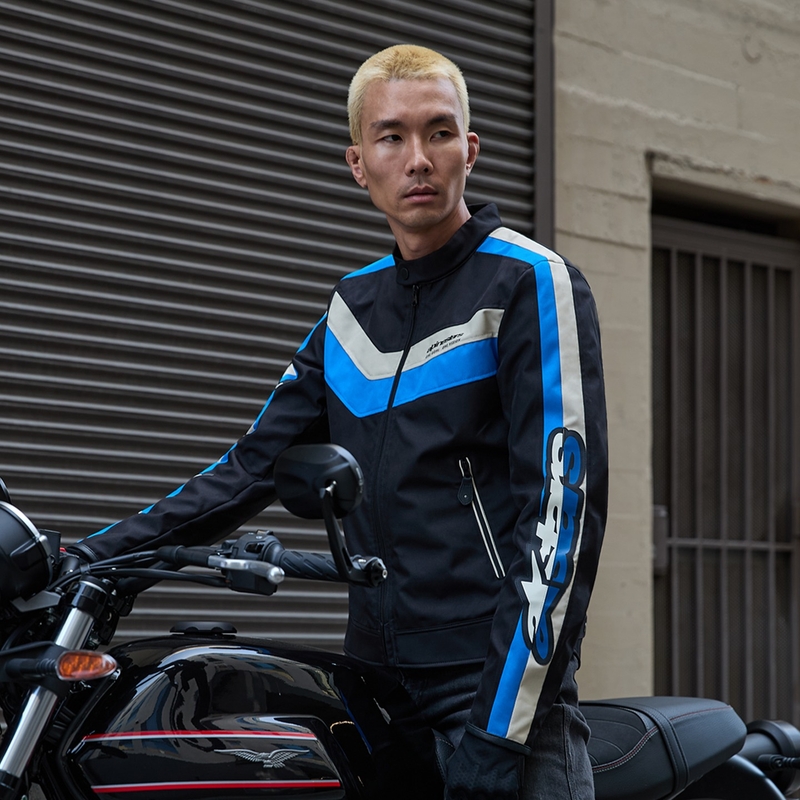 Alpinestars T-Dyno vedenkestävä musta-sininen-beige moottoripyöräily takki