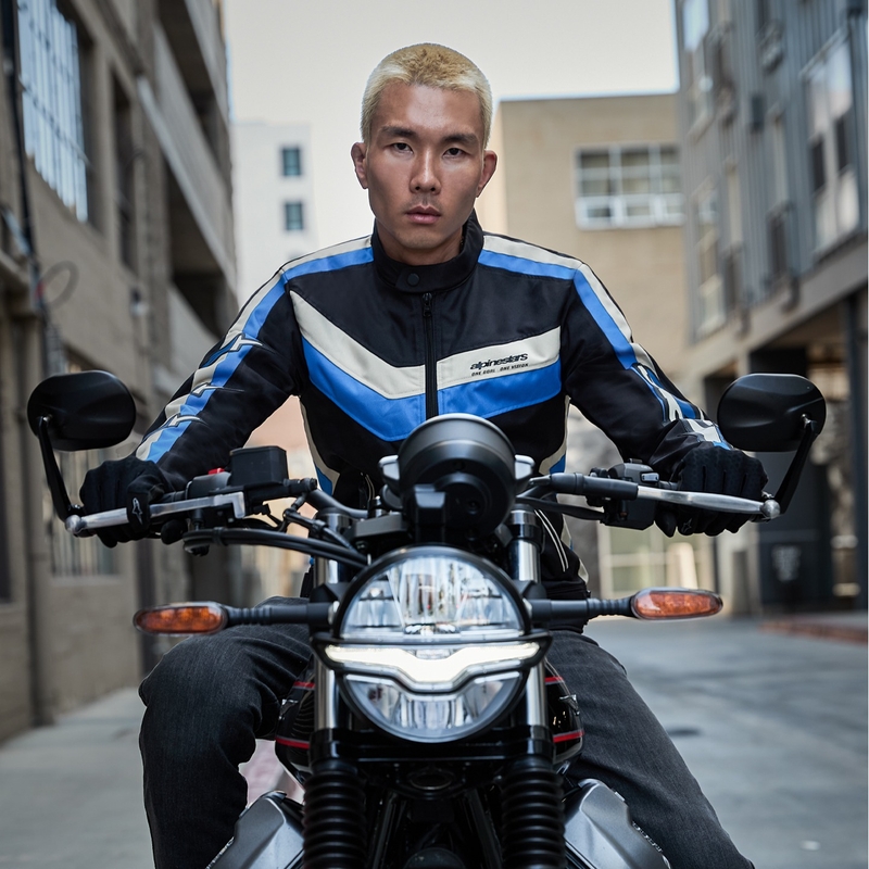 Alpinestars T-Dyno vedenkestävä musta-sininen-beige moottoripyöräily takki
