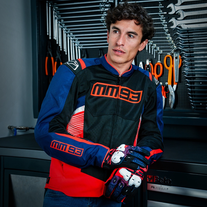 Alpinestars T-SPS Air V2 MM93 kokoelma fluo-punainen-sininen-musta-valkoinen moottoripyöräily takki