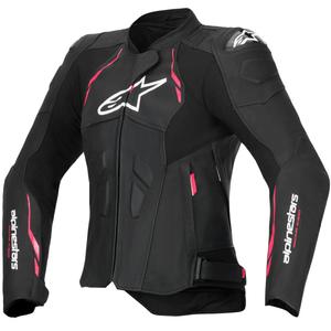 Alpinestars Stella Dusk Naisten nahkainen moottoripyöräily takki Musta ja vaaleanpunainen ja valkoinen