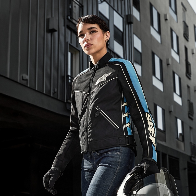 Alpinestars STELLA T-DYNO AIR Naisten moottoripyöräily takki Musta-Helonsininen-Beige