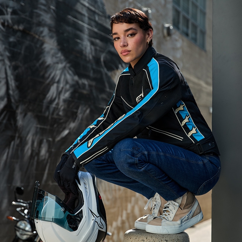 Alpinestars STELLA T-DYNO AIR Naisten moottoripyöräily takki Musta-Helonsininen-Beige