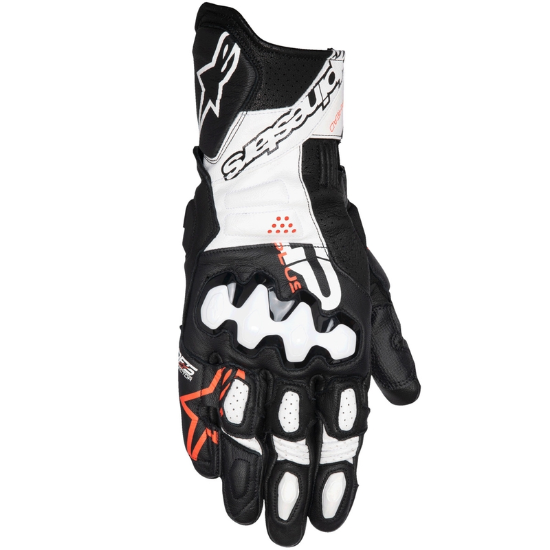 Alpinestars GP Plus R V3 musta-valkoinen-fluo-punainen moottoripyöräilykäsineet
