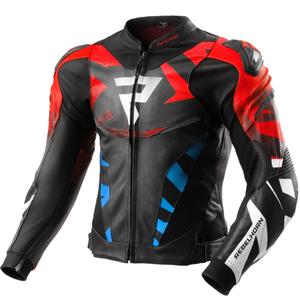 Rebelhorn Inferno Musta-sininen-valko-punainen nahkainen moottoripyörä takki
