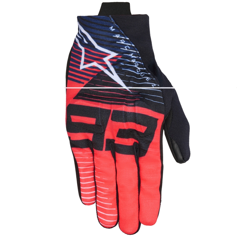 Alpinestars Reef V2 MM93 kokoelma fluo-punainen-sininen-valkoinen moottoripyöräilyhanskat