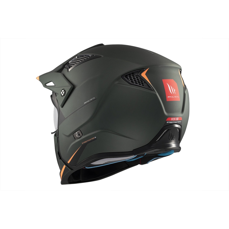 Otevřená helma s maskou MT Streetfighter SV S Solid A6 matná zelená s iridiovou clonou