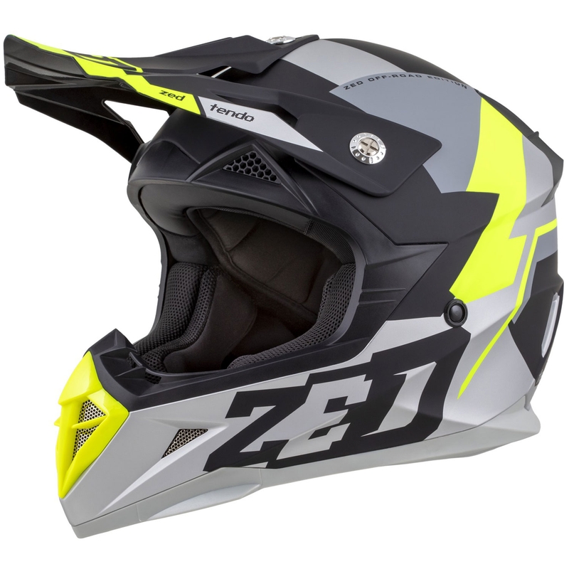 Motocross kypärä ZED X1.9 Tendo mattamusta-tummanharmaa-vaaleanharmaa-fluokankeltainen