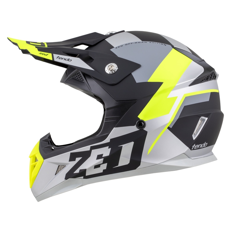 Motocross kypärä ZED X1.9 Tendo mattamusta-tummanharmaa-vaaleanharmaa-fluokankeltainen