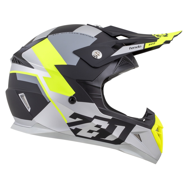 Motocross kypärä ZED X1.9 Tendo mattamusta-tummanharmaa-vaaleanharmaa-fluokankeltainen