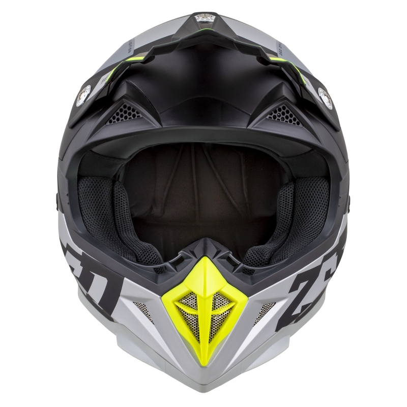 Motocross kypärä ZED X1.9 Tendo mattamusta-tummanharmaa-vaaleanharmaa-fluokankeltainen