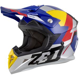 Lasten motocross kypärä ZED X1.9D TENDO pearl blue-red-yellow-silver
