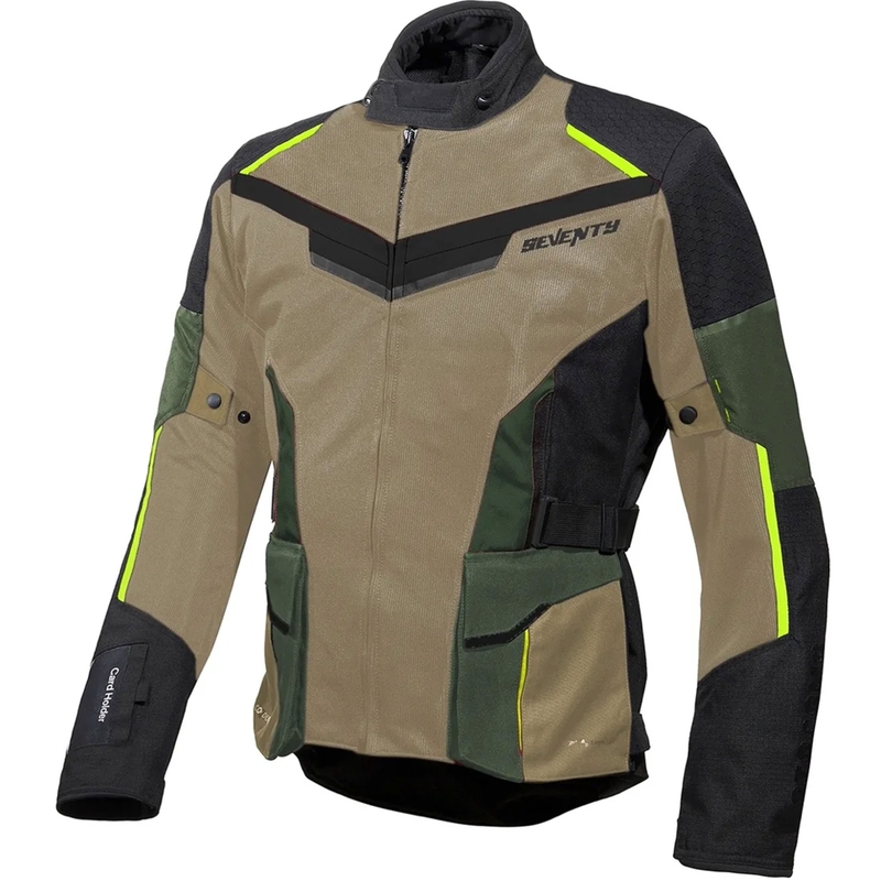 Moottoripyörätakki Seventy Degrees SD-JT70 Atacama hiekka-vihreä-fluo-keltainen