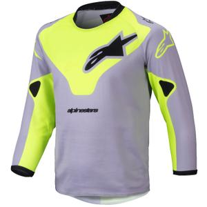 Alpinestars Racer Veil Kids motocross trikoo harmaa-fluo keltainen
