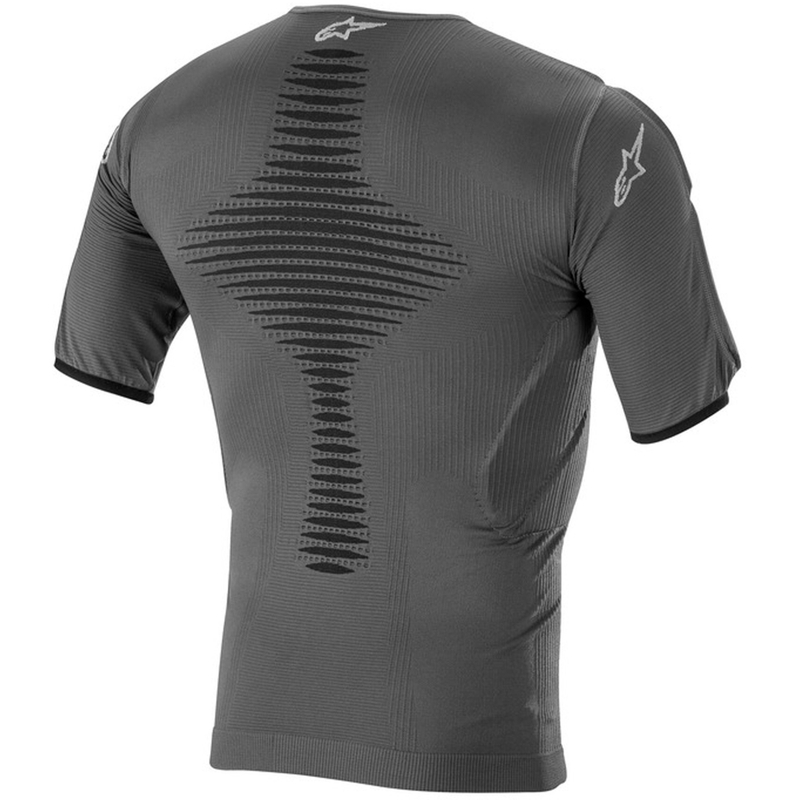 Alpinestars Roost Base antrasiittimusta lyhythihainen lämpöpaita suojilla varustettuna.
