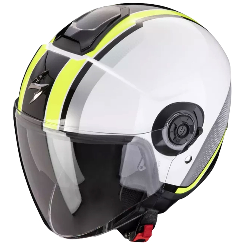 Avoin moottoripyöräilykypärä Scorpion EXO-CITY II VEL valkoinen-fluo keltainen