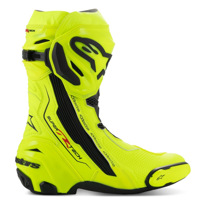 Alpinestars Supertech R fluo-kelta-musta moottoripyöräsaappaat