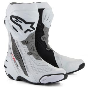 Alpinestars Supertech R Vented moottoripyöräsaappaat valkoinen-vaaleanharmaa-musta