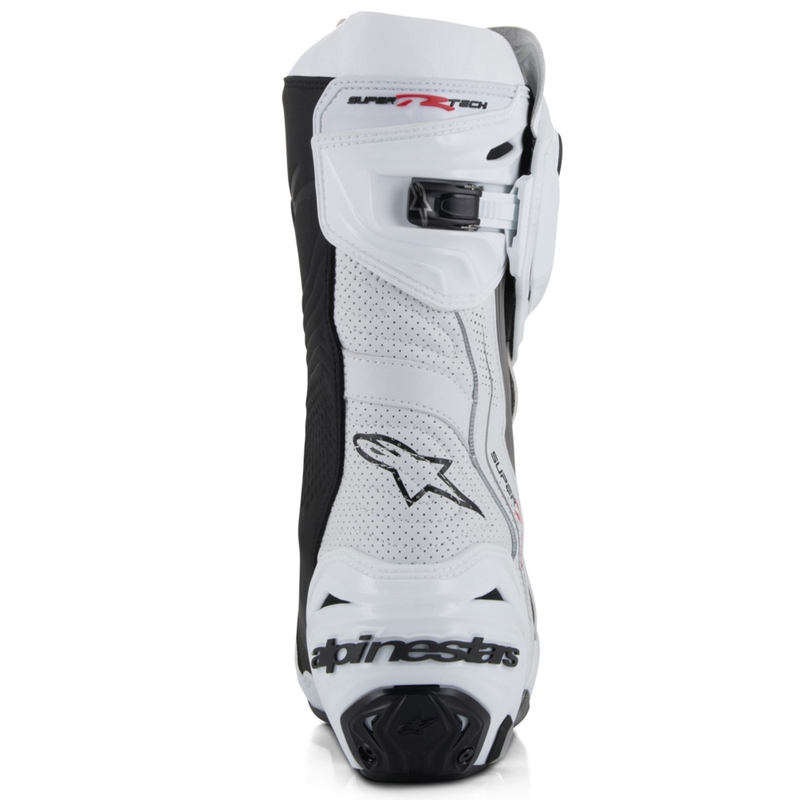 Alpinestars Supertech R Vented moottoripyöräsaappaat valkoinen-vaaleanharmaa-musta