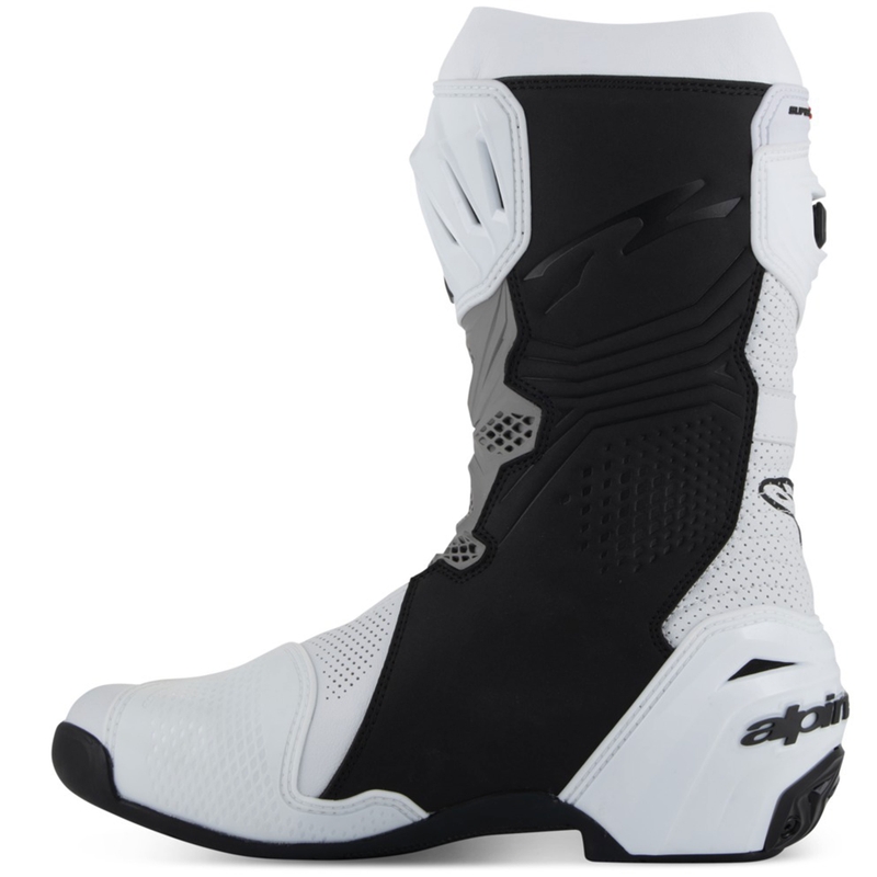 Alpinestars Supertech R Vented moottoripyöräsaappaat valkoinen-vaaleanharmaa-musta