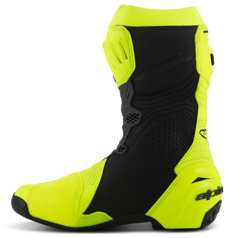 Alpinestars Supertech R Vented fluo-kelta-musta moottoripyöräsaappaat