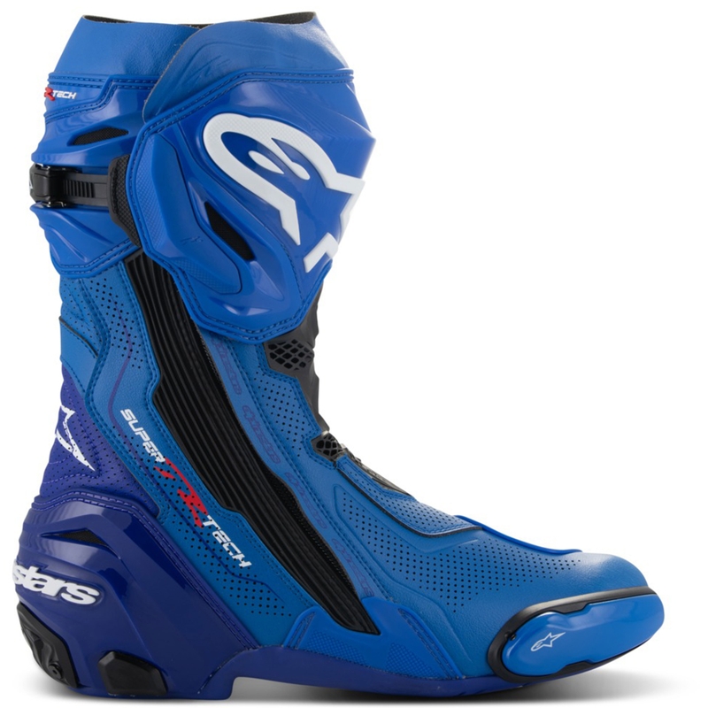 Alpinestars Supertech R tuuletetut moottoripyöräsaappaat Sininen ja musta