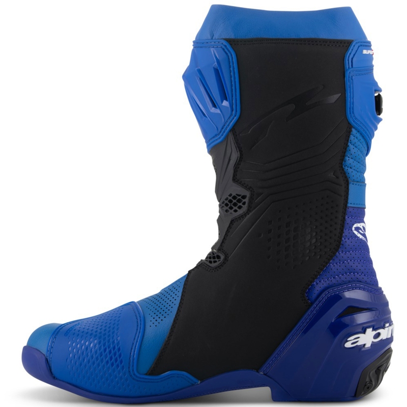 Alpinestars Supertech R tuuletetut moottoripyöräsaappaat Sininen ja musta