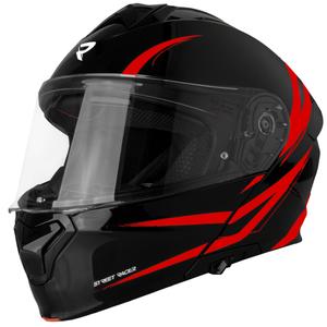 Flip-up kypärä moottoripyörälle Street Racer Fury musta-punainen - luokka II