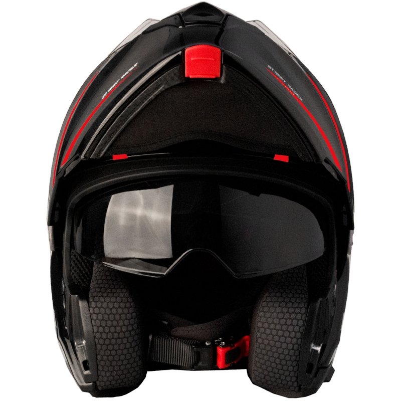 Flip-up kypärä moottoripyörälle Street Racer Fury musta-punainen - luokka II