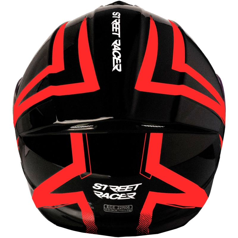 Flip-up kypärä moottoripyörälle Street Racer Fury musta-punainen - luokka II