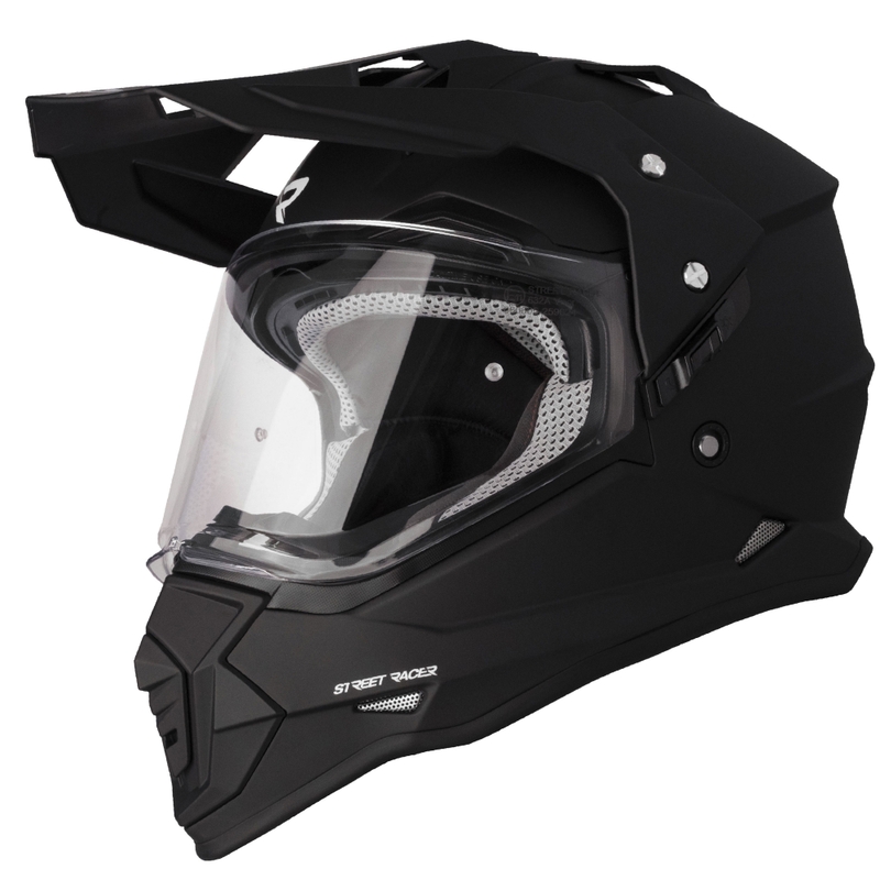 Enduro moottoripyöräilykypärä Street Racer Ignite mattamusta - luokka II - II. laatu