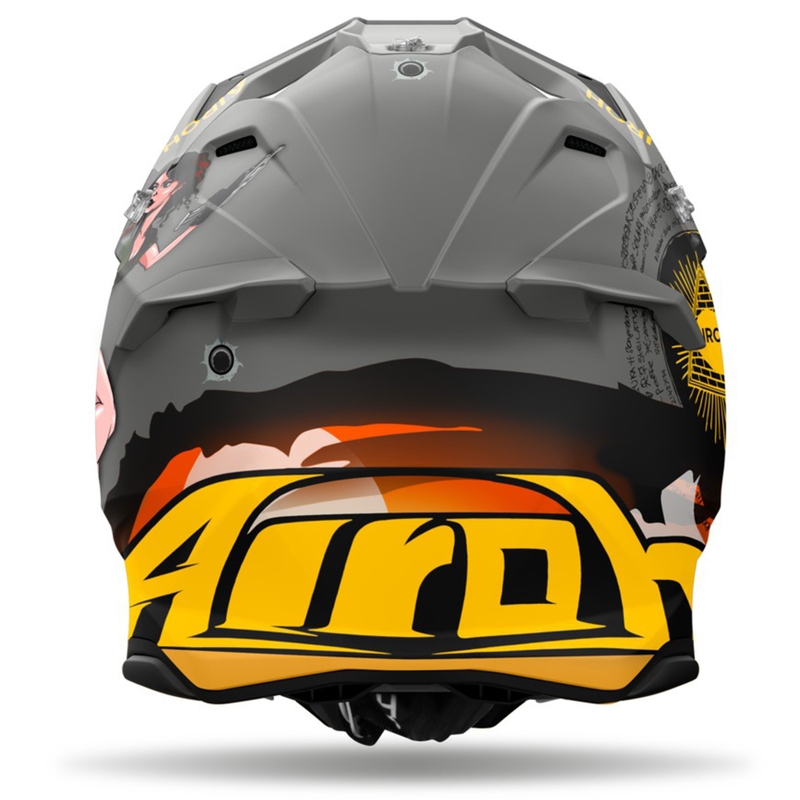 Motocross-kypärä Airoh Twist 3 Adventure harmaa-keltainen